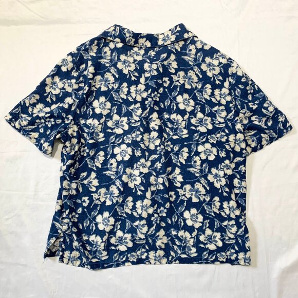 VTG 80s 90s Womens Koret City Blues Floral Hawaiian Button Down Blouse - Picture 4 of 5